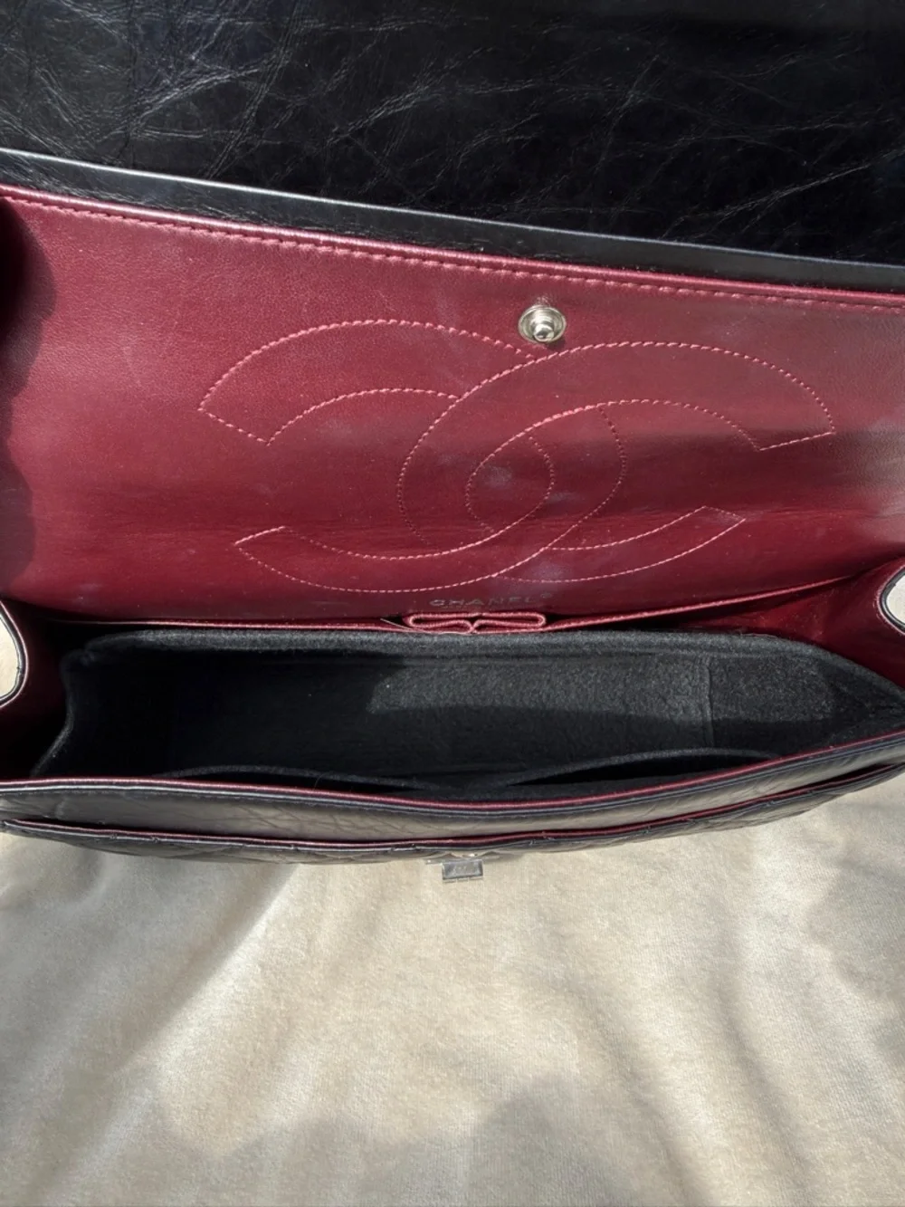 CHANEL Reissue 227 Maxi Double Flap Black Calfskin Silver HW 2008 Vintage 2.55 - Picture 9 of 14